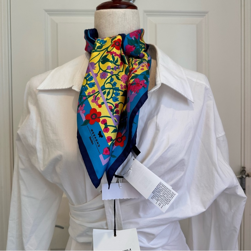 SOLD! NWOT Max Mara Weekend Label-cut Printed Silk Twin Scarf Sz:67*67cm - Picture 15 of 16